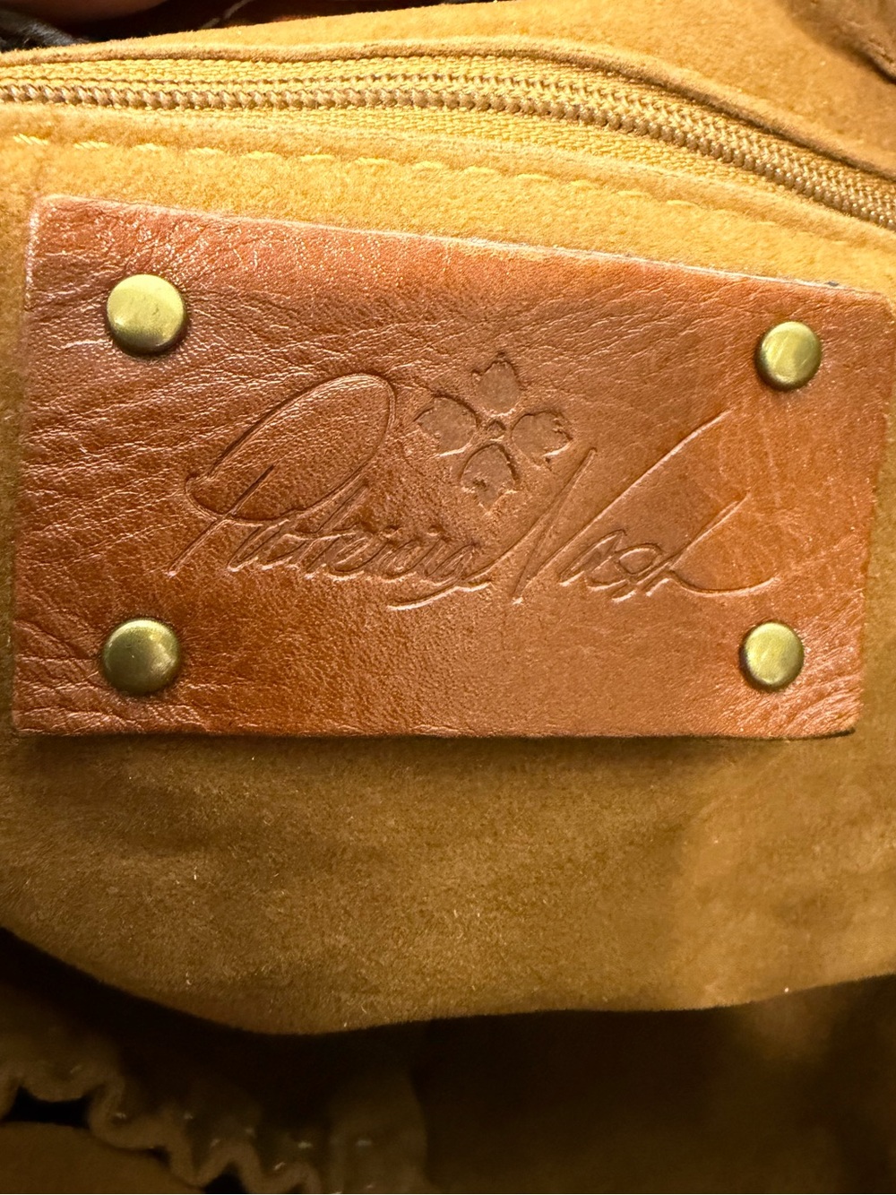 Patricia Nash Leather Shoulder Bag Brown Tooled Logo Tote - Picture 10 of 10